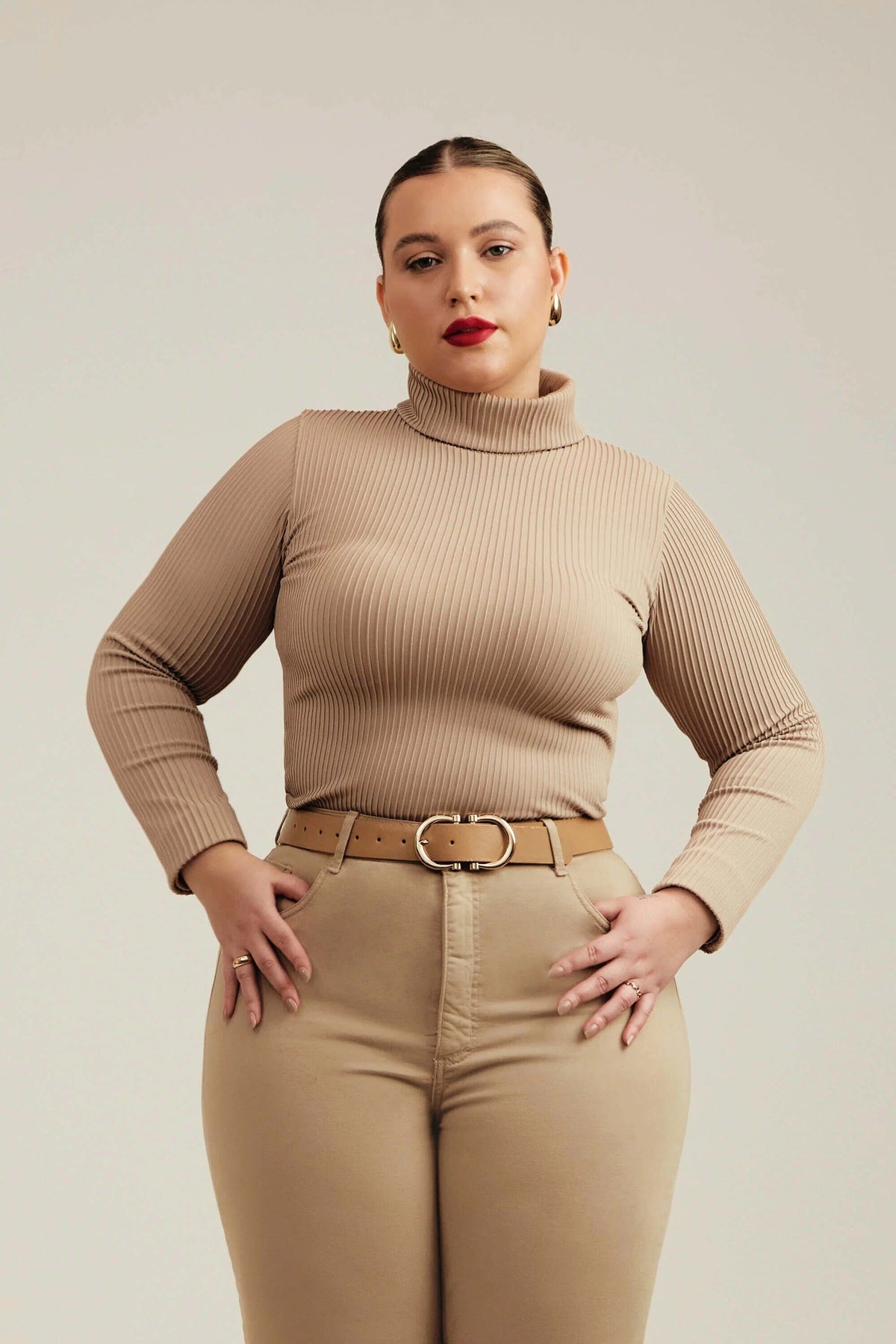 Blusa Canelada Premium Manga Longa Nude Blusa Canelada MRL-138 Miralleve