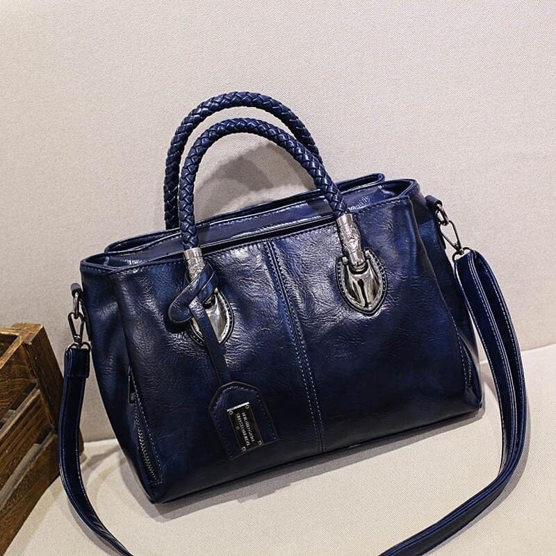 Bolsa Feminina Clássica Boston™ / Dupla Alça em Couro PU Bolsa Feminina MRL-129 Miralleve Azul Vintage
