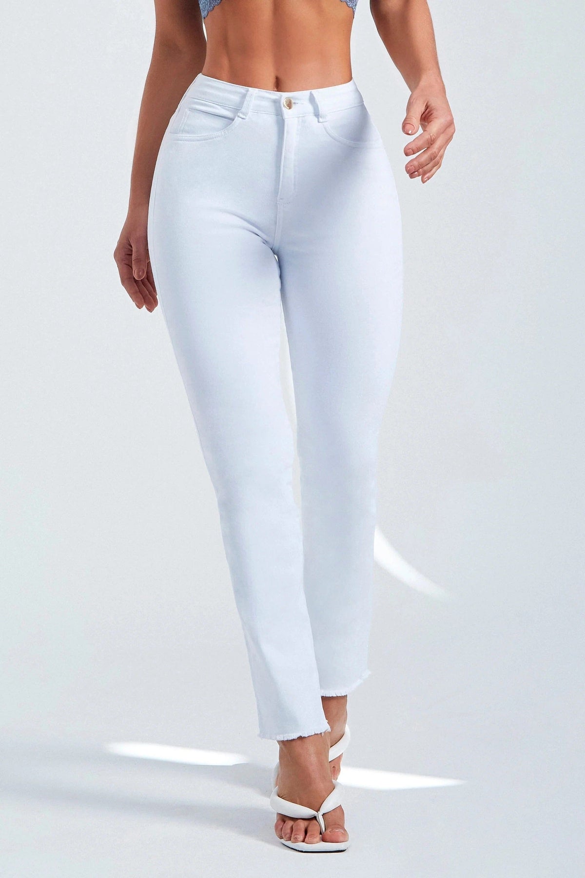 Calça Jeans Modeladora Milagrosa Reta Cós Alto Calça Jeans MRL-126 Miralleve