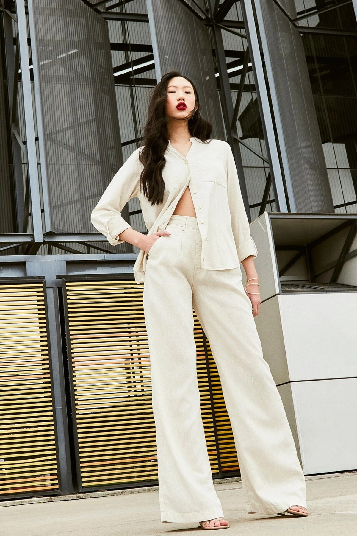 Calça Pantalona Linho Térmico Dunas Areia Calça Pantalona MRL-170 Miralleve