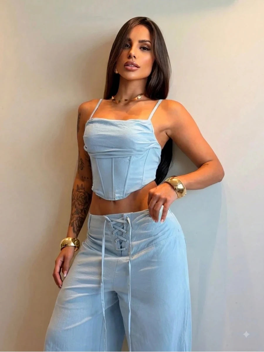 Conjunto Valentina cropped corset e calça pantalona — foto 8
