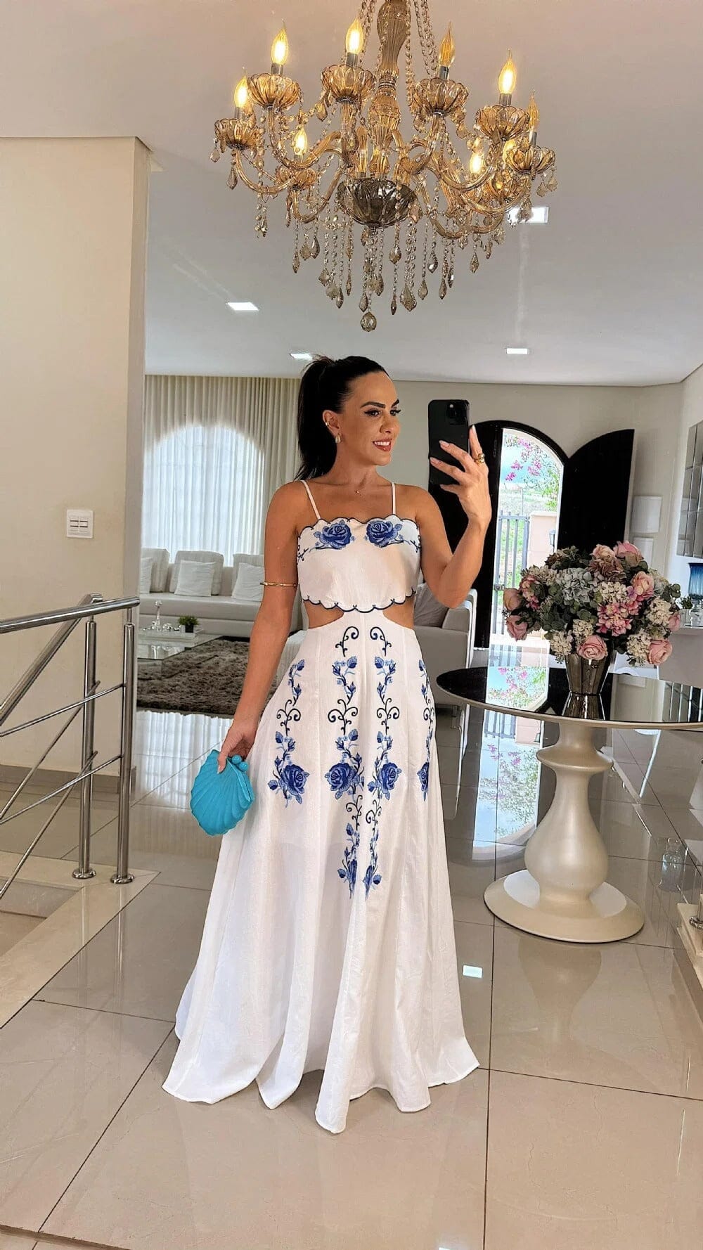 Vestido Flor de Jardim – Ecanto e Elegancia (Compre 1 Leve 2)🌸 Vestido Flor MRL-034 Miralleve Azul/Rosa P
