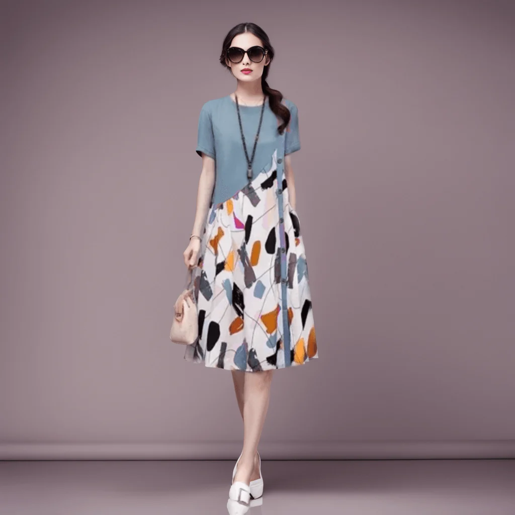 Vestido Magnólia™ Toque Moderno / Uma Pintura Vestível de Elegância e Conforto!
