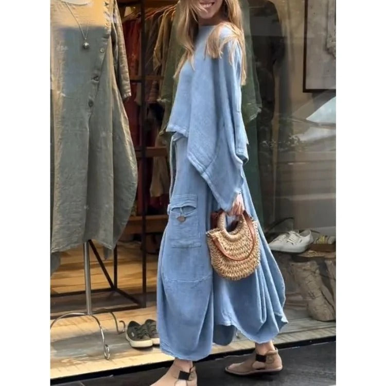 Conjunto Feminino em Linho e Algodão Vintage - [Frete Grátis]