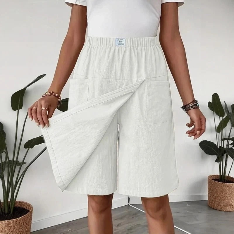 Shorts Saia Celenne™ em Linho de Algodão com Conforto Premium