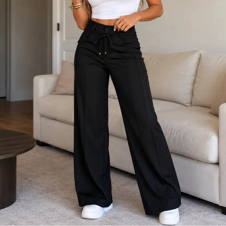 (Compre 1 e Leve 2) Calça Pantalona Julie em Malha de Seda Gelo e Poliéster